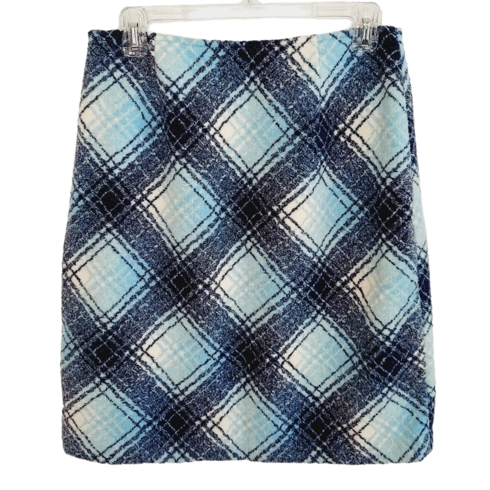 HANNA ANDERSSON Women Pencil Skirt Size 8 Plaid Lined Wool Like Machine Washable
